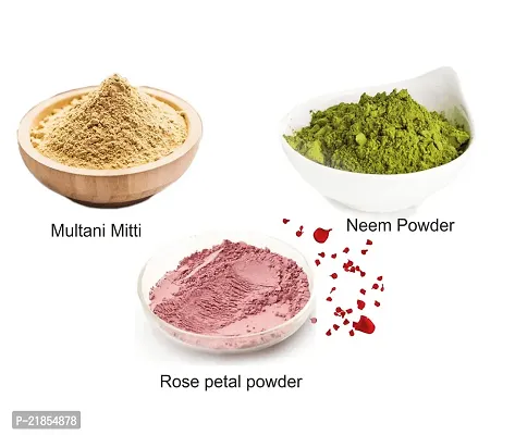 Pankhudi Heena Multani Mitti, Neem Powder, Rose Petal Powder Combo for Hair  Skin Care / Skin Whitening / Face Glowing Face Pack, 100Gm Each-thumb3