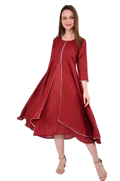 Designer anarkali kurti and plazzo set (maroon color)