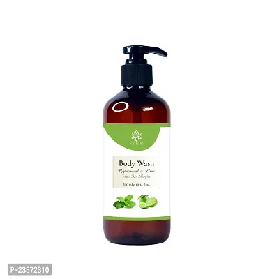 NATUUR - Peppermint  Lime Aloe Body Wash - 300ml| Refreshing  Moisturizing | Gentle Daily Use | Lightens Skin Pigmentation | Reduces Body Odor | Suitable for Oily Skin-thumb0