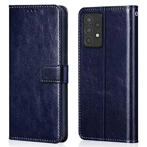 RRTBZ Foldable Stand Wallet Flip Case Compatible for Samsung Galaxy A52s 5G -Blue