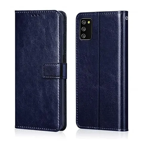 Cloudza Samsung Galaxy M02s,F02s Flip Back Cover | PU Leather Flip Cover Wallet Case with TPU Silicone Case Back Cover for Samsung Galaxy M02s,F02s Blue