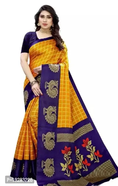 Elegant Multicoloured Art Silk Saree with Blouse piece