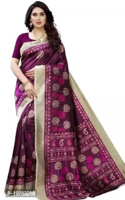 Elegant Multicoloured Art Silk Saree with Blouse piece-thumb0