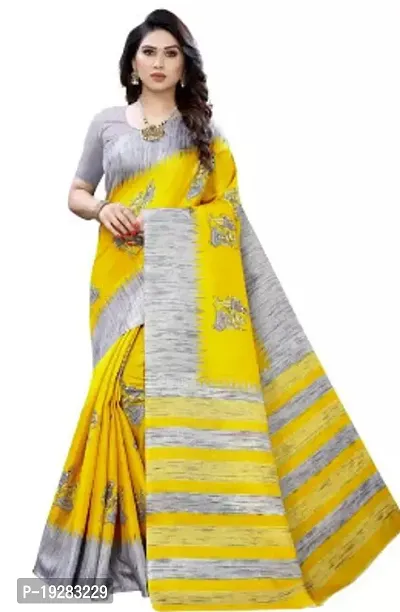 Elegant Multicoloured Art Silk Saree with Blouse piece-thumb0