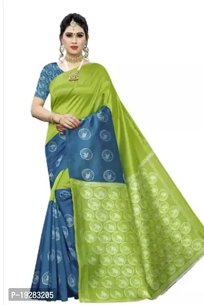 Elegant Multicoloured Art Silk Saree with Blouse piece-thumb0