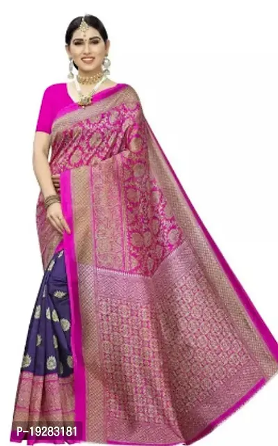 Elegant Multicoloured Art Silk Saree with Blouse piece-thumb0