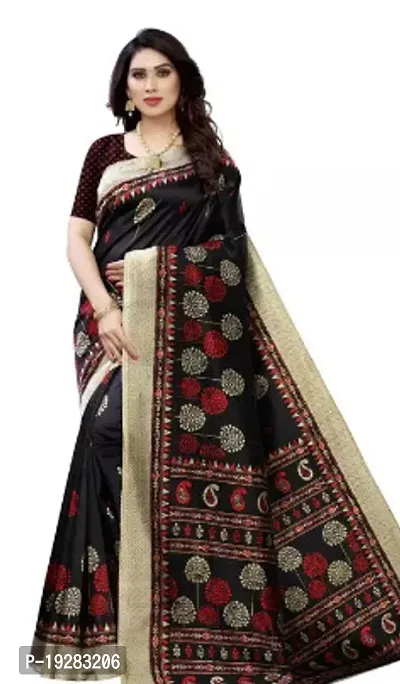 Elegant Multicoloured Art Silk Saree with Blouse piece-thumb0