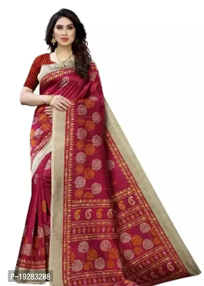 Elegant Multicoloured Art Silk Saree with Blouse piece-thumb0