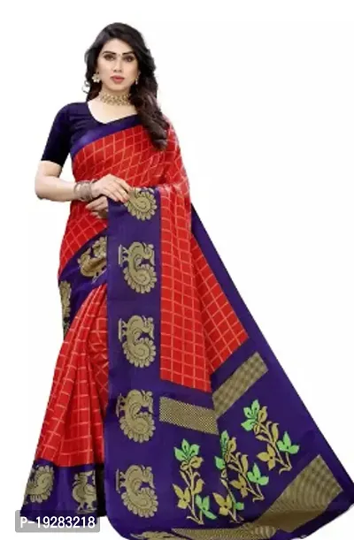 Elegant Multicoloured Art Silk Saree with Blouse piece-thumb0