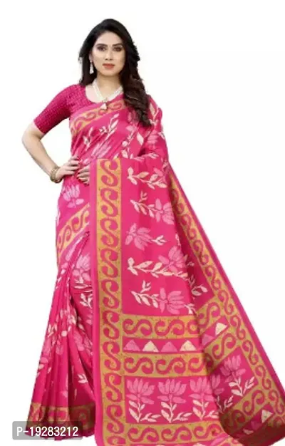 Elegant Multicoloured Art Silk Saree with Blouse piece-thumb0