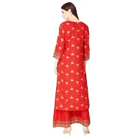 Dhruvi Women's Red Colour Rayon Printed Kurta with Palazzo Set-thumb3