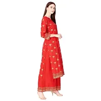 Dhruvi Women's Red Colour Rayon Printed Kurta with Palazzo Set-thumb1