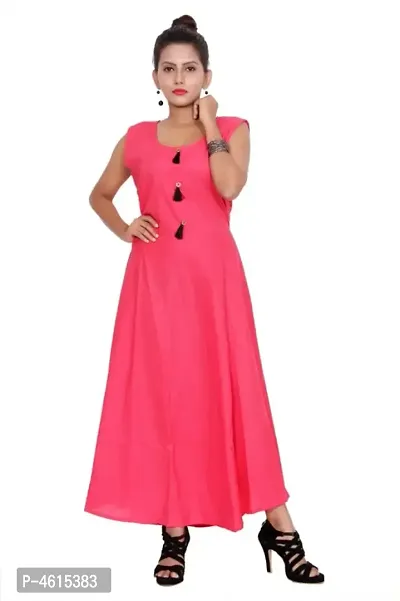 Elite Pink Cotton Printed Long Gown For Women