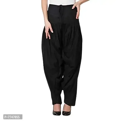 Women Dhoti SALAWAR || Women's Regular Fit Dhoti Pants || Women's Cotton Comfortable Solid Harem Dhoti Salwar || Full Length Free Size Dhoti Pant for Women (Free Size) Black