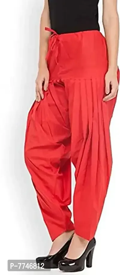 Women Dhoti SALAWAR || Women's Regular Fit Dhoti Pants || Women's Cotton Comfortable Solid Harem Dhoti Salwar || Full Length Free Size Dhoti Pant for Women (Free Size) DTH-232-RD Red-thumb0