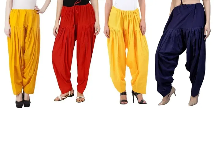 Women Dhoti SALAWAR || Women's Regular Fit Dhoti Pants || Women's Rayon Comfortable Solid Harem Dhoti Salwar || Full Length Free Size Dhoti Pant for Women (Pack of 4) SLWR-43