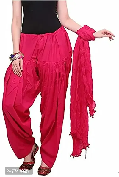 Women's Cotton Plain Patiala Salwar with Dupatta Set || Cotton Patiala Salwar (Pants) for Women's Premium Cotton Readymade Salwar (Free Size, Rani)