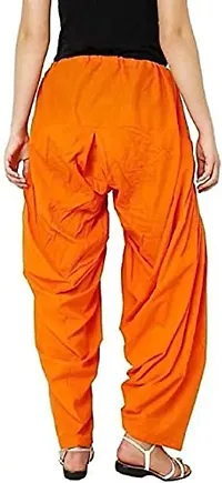 Women's Patiala Pant || Women's Cotton Plain Semi Patiala Salwar Combo of 2 || Women's Stretch Fit Salwar Pants (Pack of 2) (Color - White & Orange, Size - Free Size) DTH-229-WEOR-thumb2