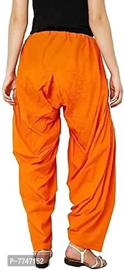 Women's Patiala Pant || Women's Cotton Plain Semi Patiala Salwar Combo of 2 || Women's Stretch Fit Salwar Pants (Pack of 2) (Color - White & Orange, Size - Free Size) DTH-229-WEOR-thumb3