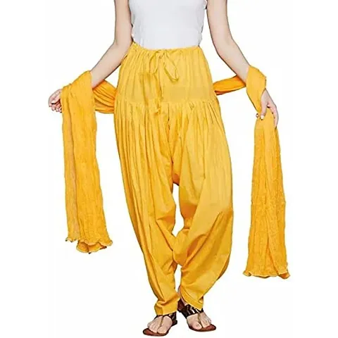 Women Dhoti SALAWAR || Women's Regular Fit Dhoti Pants with Dupatta || Women's Cotton Comfortable Solid Harem Dhoti Salwar with Dupatta || (Free Size) DTH-233