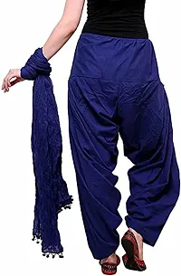 Women's Cotton Plain Patiala Salwar with Dupatta Set || Cotton Patiala Salwar (Pants) for Women's Premium Cotton Readymade Salwar (Free Size, Blue)-thumb1