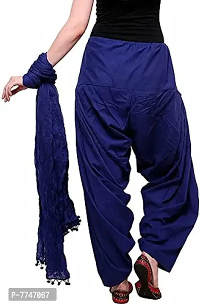 Women's Cotton Plain Patiala Salwar with Dupatta Set || Cotton Patiala Salwar (Pants) for Women's Premium Cotton Readymade Salwar (Free Size, Blue)-thumb2