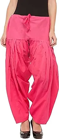 Women's Patiala Pant || Women's Cotton Plain Semi Patiala Salwar Combo of 2 || Women's Stretch Fit Salwar Pants (Pack of 2) (Color - Golden & Pink, Size - Free Size) DTH-229-GNPK-thumb1