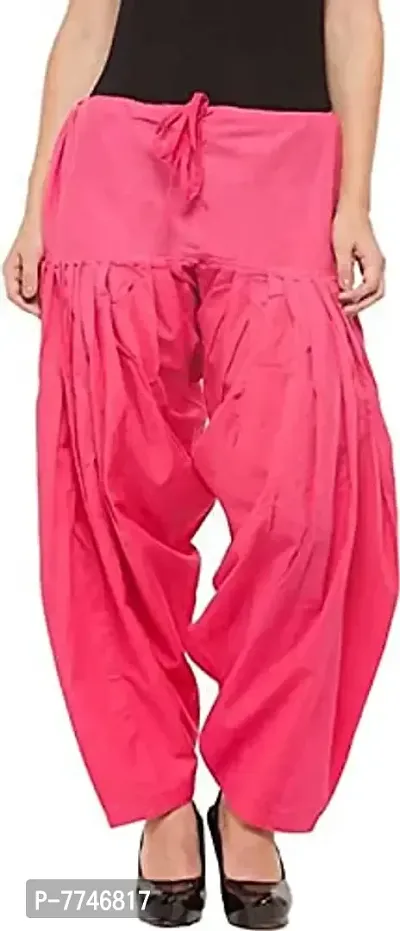 Women's Patiala Pant || Women's Cotton Plain Semi Patiala Salwar Combo of 2 || Women's Stretch Fit Salwar Pants (Pack of 2) (Color - Golden & Pink, Size - Free Size) DTH-229-GNPK-thumb2