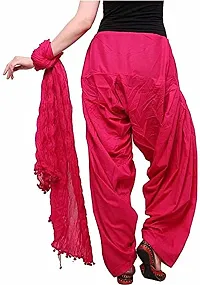 Women's Cotton Plain Patiala Salwar with Dupatta Set || Cotton Patiala Salwar (Pants) for Women's Premium Cotton Readymade Salwar (Free Size, Rani)-thumb1