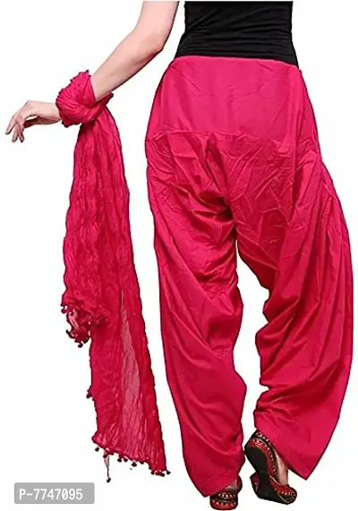 Women's Cotton Plain Patiala Salwar with Dupatta Set || Cotton Patiala Salwar (Pants) for Women's Premium Cotton Readymade Salwar (Free Size, Rani)-thumb2