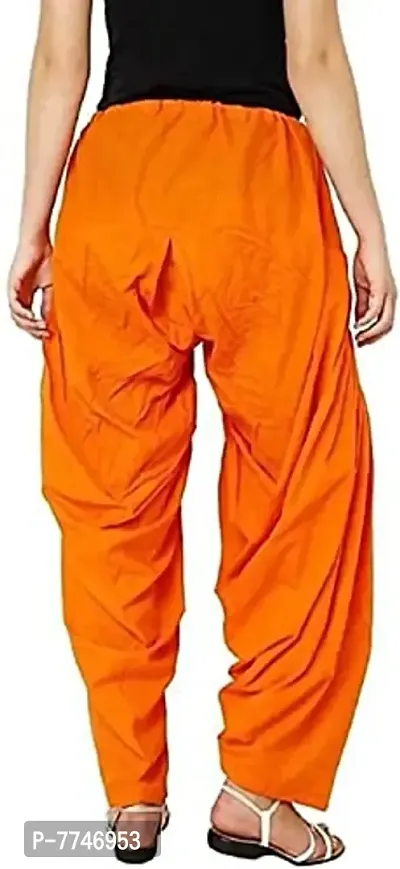 Women's Patiala Pant || Women's Cotton Plain Semi Patiala Salwar Combo of 2 || Women's Stretch Fit Salwar Pants (Pack of 2) (Color - Orange & Yellow, Size - Free Size)-thumb2