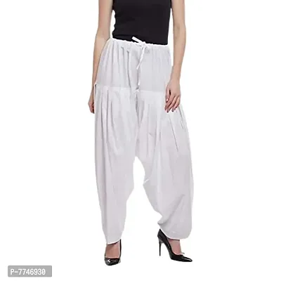 Women Dhoti SALAWAR || Women's Regular Fit Dhoti Pants || Women's Cotton Comfortable Solid Harem Dhoti Salwar || Full Length Free Size Dhoti Pant for Women (Free Size) DTH-232-WE White