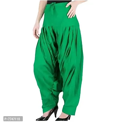 Women's Cotton Plain Patiala Salwar || Cotton Patiala Salwar (Pants) for Women's Premium Cotton Readymade Salwar (Free Size, Green)