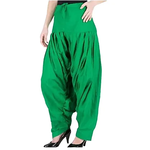 Women's Plain Patiala Salwar || Patiala Salwar (Pants) for Women's Premium Readymade Salwar (Free Size, Green)