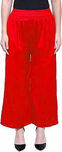 Rayon Palazzo Pant for Women's Combo Set of 2 || Women's Cotton Regular Fit Pant Palazzo Bottom Free Size (Combo Pack) (Color - Red & Royal Blue, Size Free Size)-thumb1