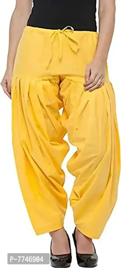 Women Dhoti SALAWAR || Women's Regular Fit Dhoti Pants || Women's Cotton Comfortable Solid Harem Dhoti Salwar || Full Length Free Size Dhoti Pant for Women (Free Size) DTH-232-YL Yellow