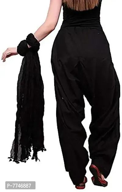 Women Dhoti SALAWAR || Women's Regular Fit Dhoti Pants with Dupatta || Women's Rayon Comfortable Solid Harem Dhoti Salwar with Dupatta ||(Free Size) DTH-233-BK-D Black-thumb2