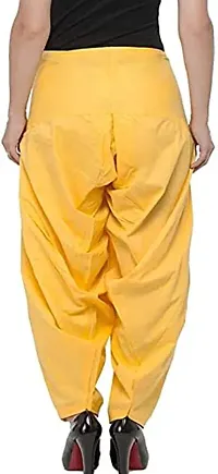 Women's Cotton Plain Patiala Salwar || Cotton Patiala Salwar (Pants) for Women's Premium Cotton Readymade Salwar (Free Size, Yellow)-thumb2