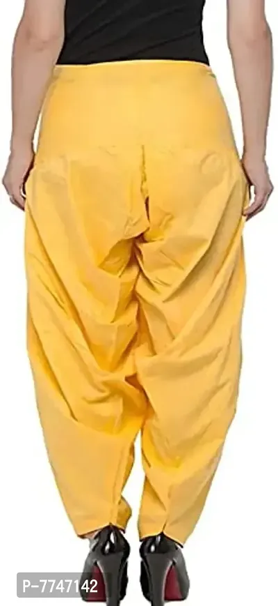 Women's Cotton Plain Patiala Salwar || Cotton Patiala Salwar (Pants) for Women's Premium Cotton Readymade Salwar (Free Size, Yellow)-thumb3