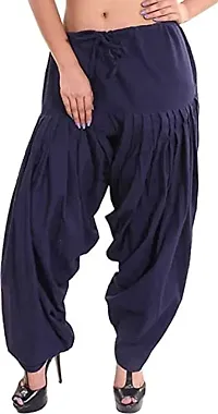 Women's Patiala Pant || Women's Cotton Plain Semi Patiala Salwar Combo of 2 || Women's Stretch Fit Salwar Pants (Pack of 2) (Color - Black & Blue, Size - Free Size) DTH-229-BKBL-thumb2