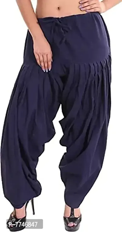 Women's Patiala Pant || Women's Cotton Plain Semi Patiala Salwar Combo of 2 || Women's Stretch Fit Salwar Pants (Pack of 2) (Color - Black & Blue, Size - Free Size) DTH-229-BKBL-thumb3