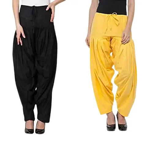 Stylish Cotton Solid Salwars For Women - Pack Of 2