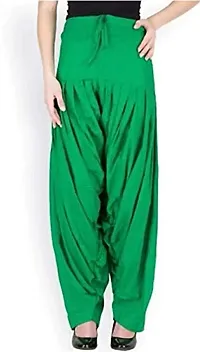 Women's Cotton Plain Patiala Salwar || Cotton Patiala Salwar (Pants) for Women's Premium Cotton Readymade Salwar (Free Size, Green)-thumb1