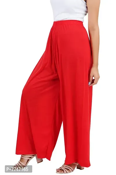 Buy That Trendz M to 6XL Cotton Viscose Loose Fit Flared Wide Leg Palazzo Pants for Women Red Medium-thumb2