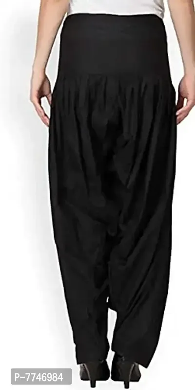 Women's Patiala Pant || Women's Cotton Plain Semi Patiala Salwar Combo of 2 || Women's Stretch Fit Salwar Pants (Pack of 2) (Color - Black & Yellow, Size - Free Size)-thumb2