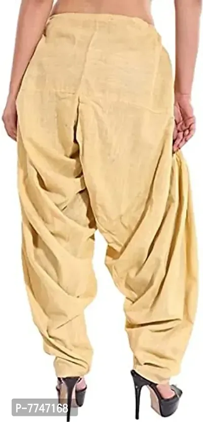 Women's Cotton Plain Patiala Salwar || Cotton Patiala Salwar (Pants) for Women's Premium Cotton Readymade Salwar (Free Size, Golden)-thumb3