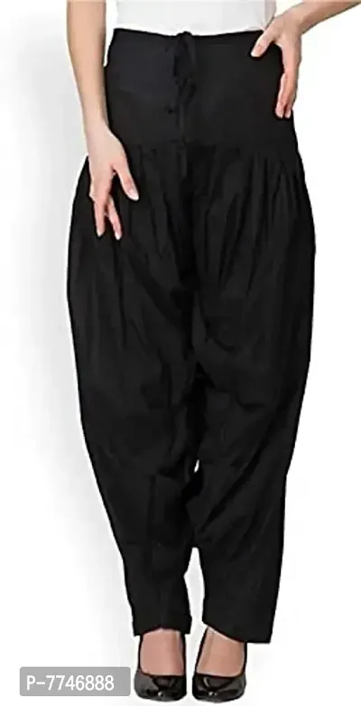 Women Dhoti SALAWAR || Women's Regular Fit Dhoti Pants || Women's Cotton Comfortable Solid Harem Dhoti Salwar || Full Length Free Size Dhoti Pant for Women (Free Size) DTH-232-BK Black-thumb0