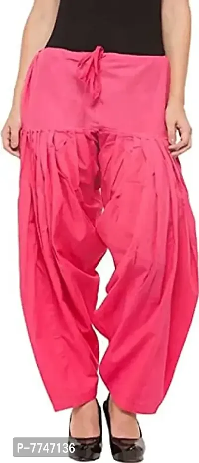 Women's Patiala Pant || Women's Cotton Plain Semi Patiala Salwar Combo of 2 || Women's Stretch Fit Salwar Pants (Pack of 2) (Color - Pink & Yellow, Size - Free Size) DTH-229-PKYL-thumb2