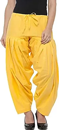 Women's Patiala Pant || Women's Cotton Plain Semi Patiala Salwar Combo of 2 || Women's Stretch Fit Salwar Pants (Pack of 2) (Color - Black & Yellow, Size - Free Size) DTH-229-BKYL-thumb2