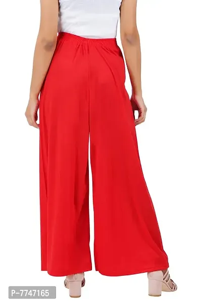 Buy That Trendz M to 6XL Cotton Viscose Loose Fit Flared Wide Leg Palazzo Pants for Women Red Medium-thumb3